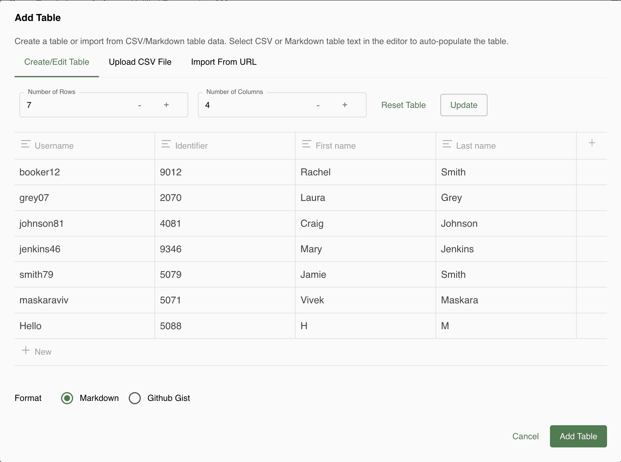 Enhanced Table Support: CSV Import and Visual Editing Made Simple
