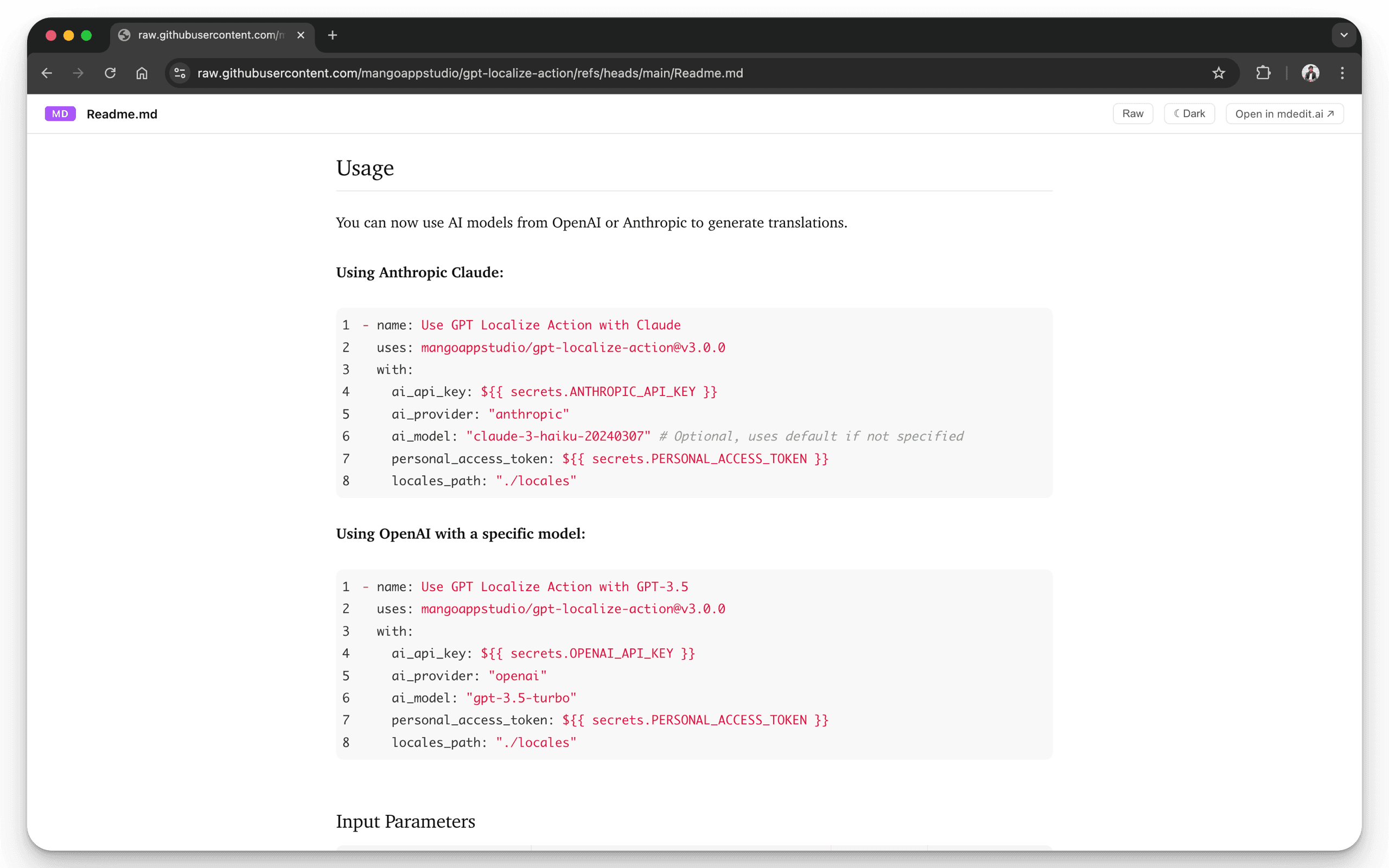 Markdown rendered in Chrome 3