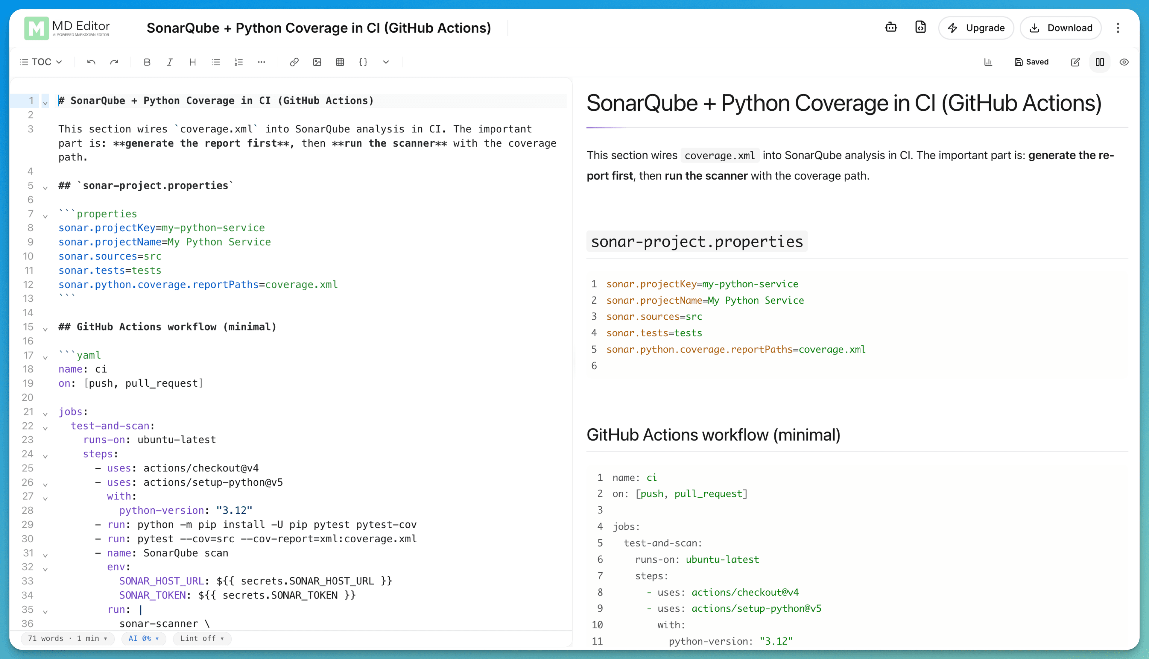 Markdown viewer screenshot 2