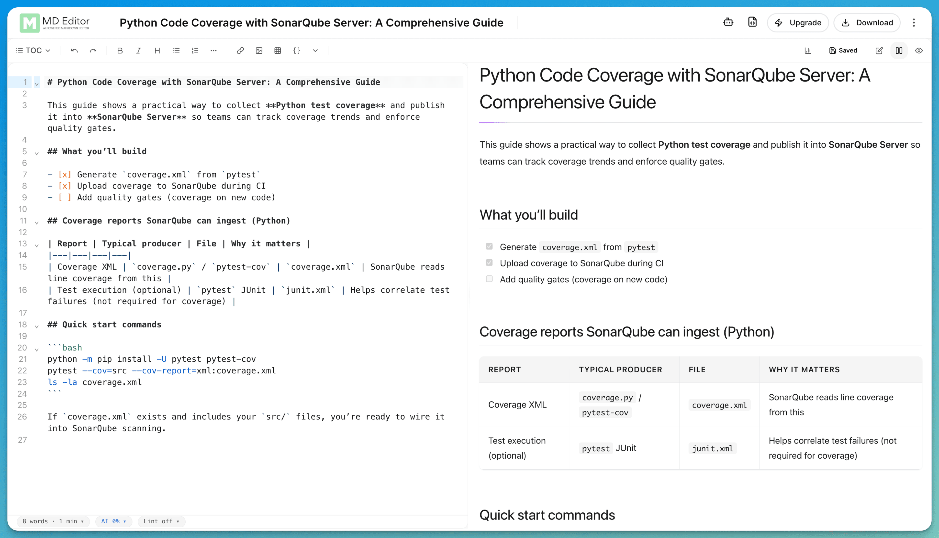Markdown viewer screenshot 1