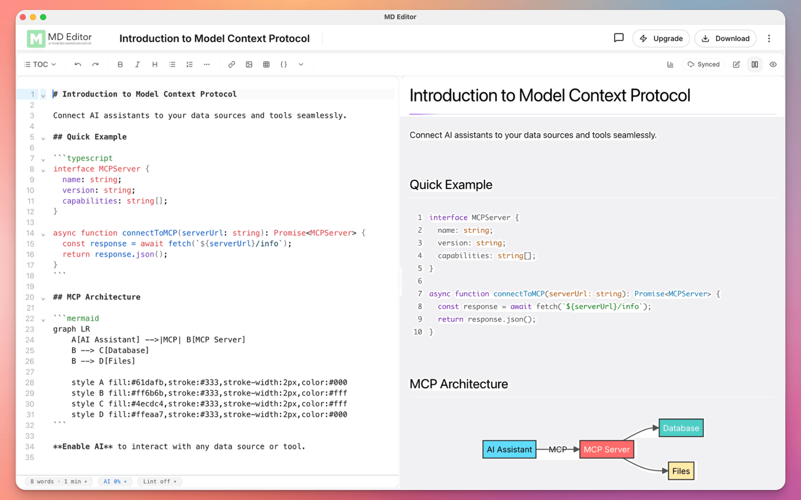 MD Editor desktop app editor view