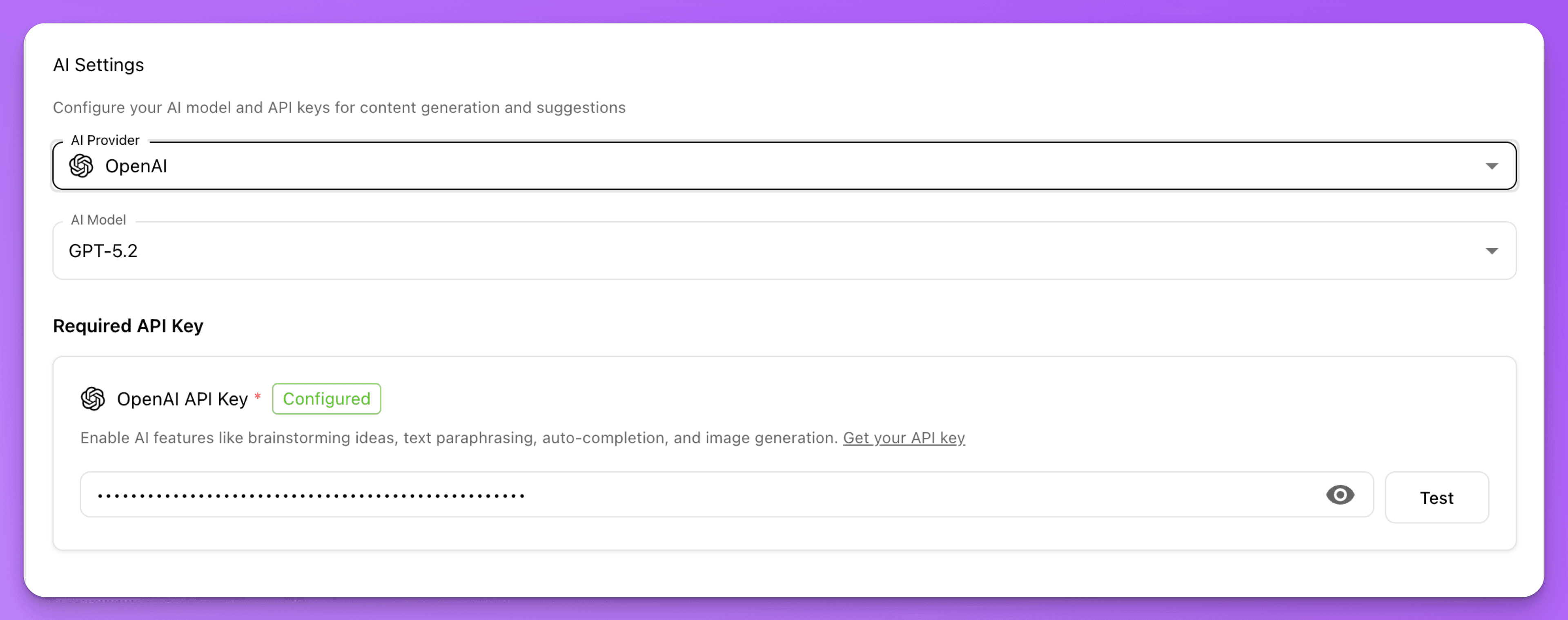 Bring your own API key