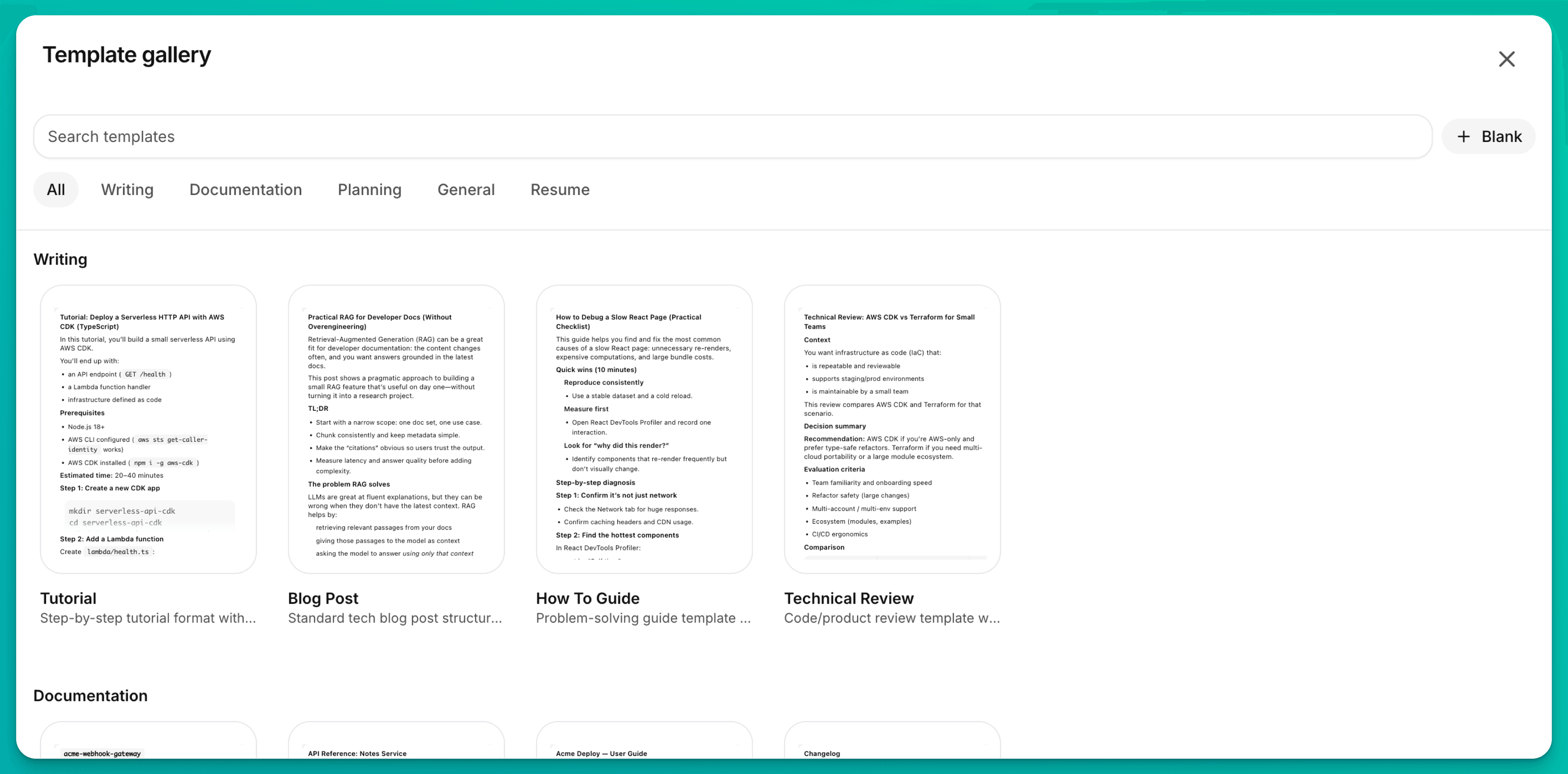 Create a document from a template