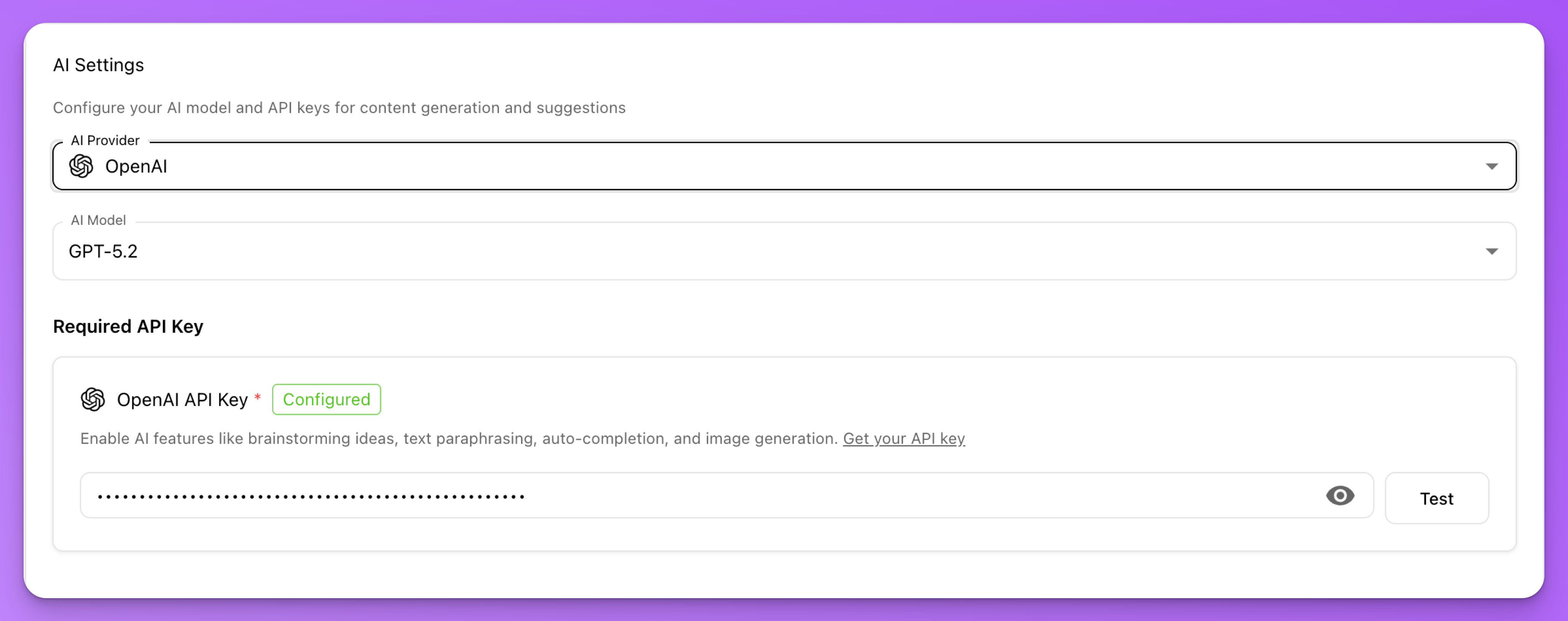 Bring your own API key