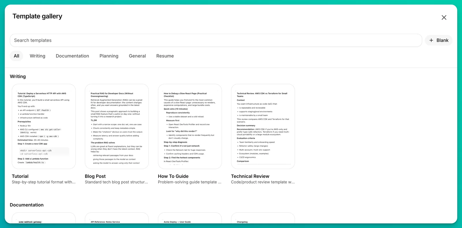 Create a document from a template