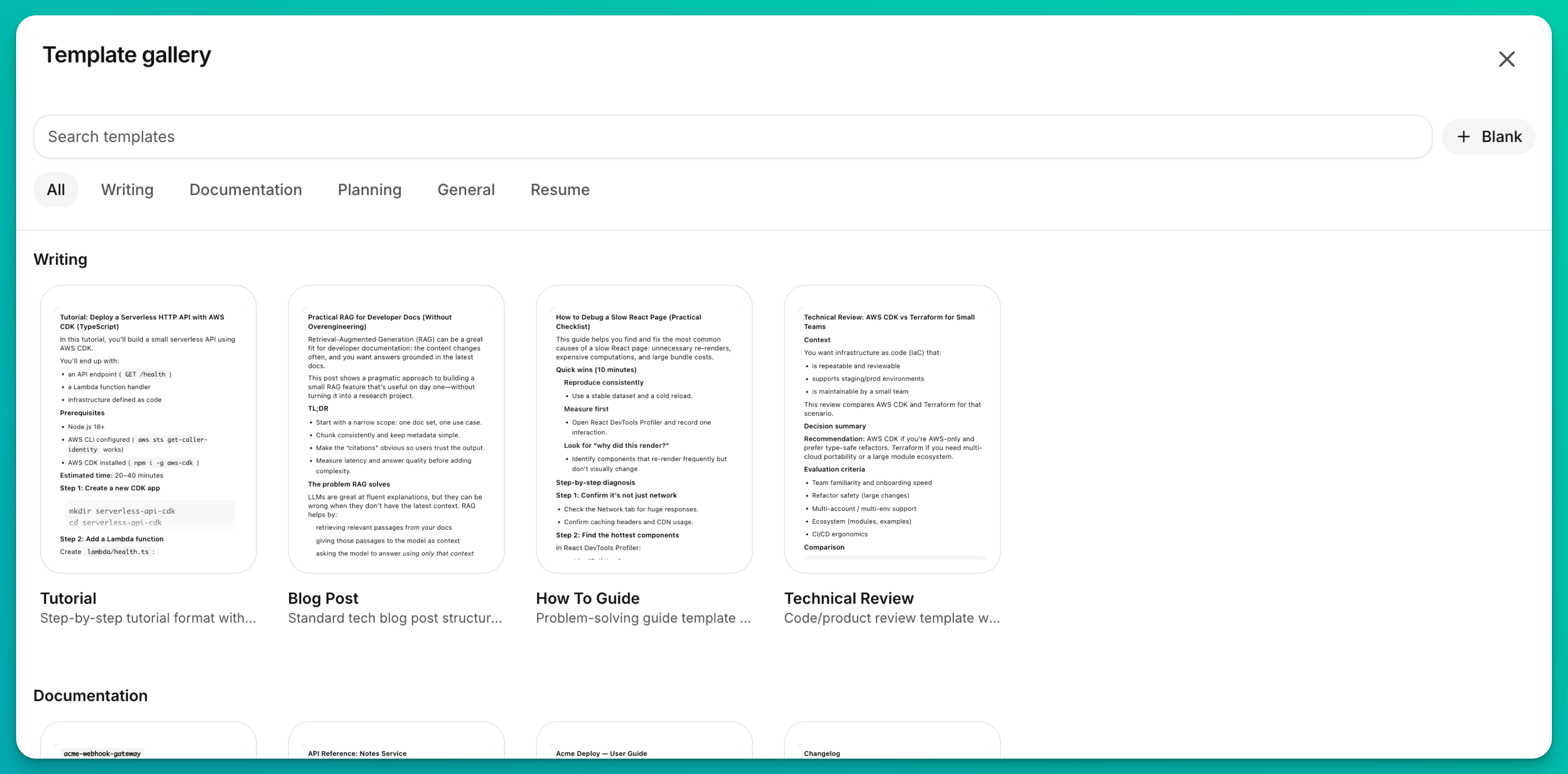 Create a document from a template