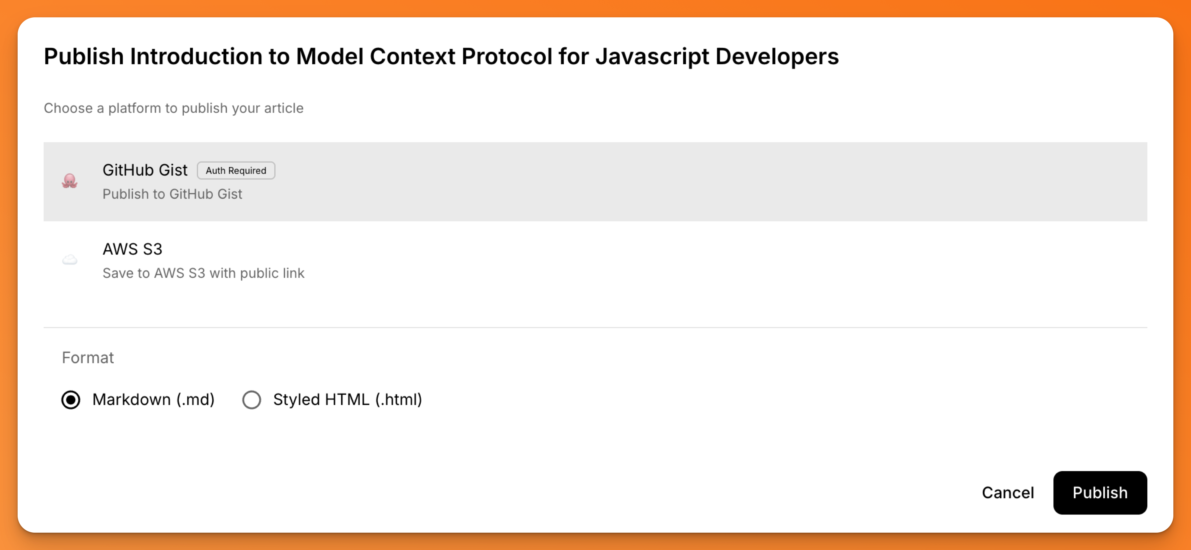 Publish to GitHub or S3